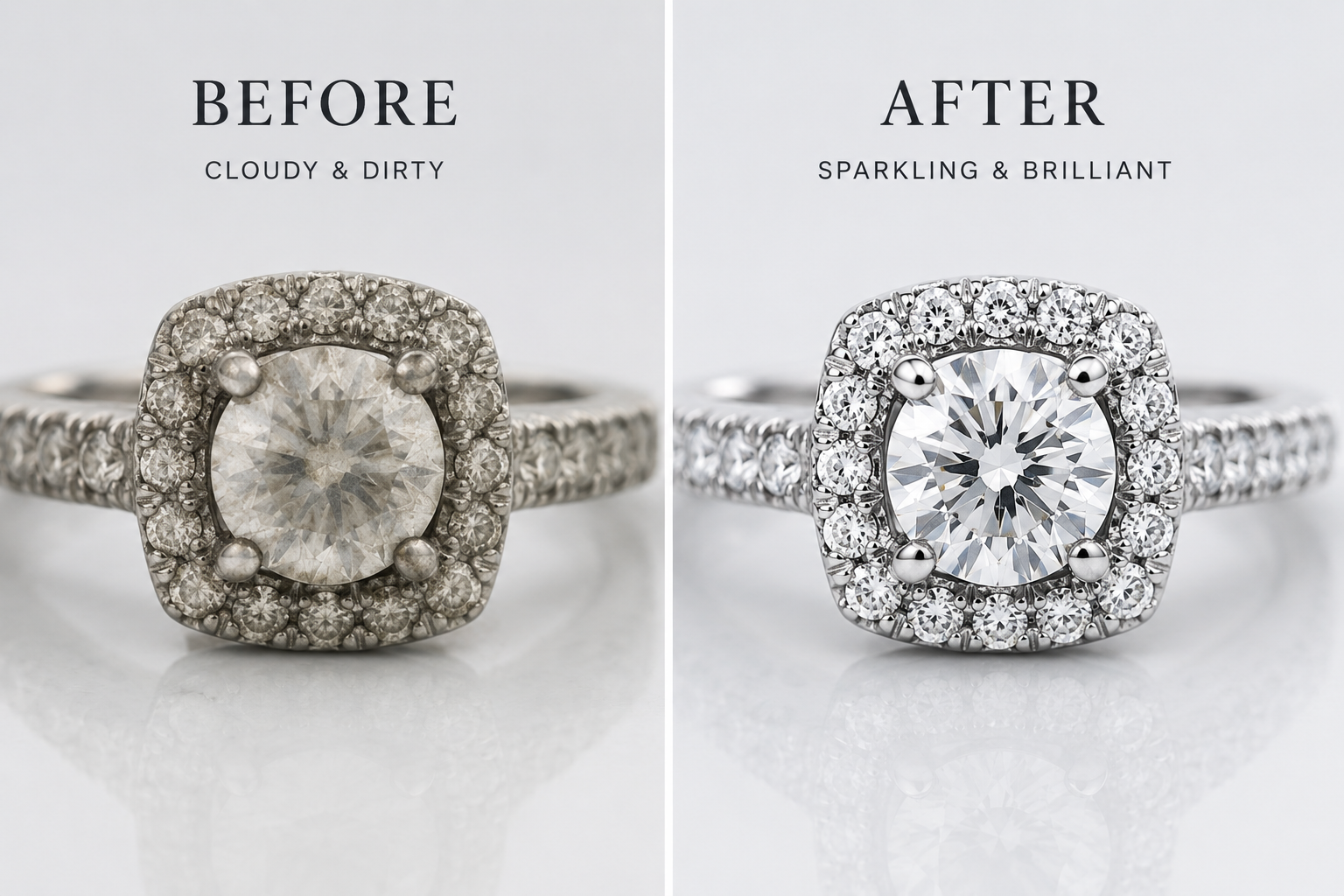Jewelers Secret Foaming jewelry Cleaner Before-After Image