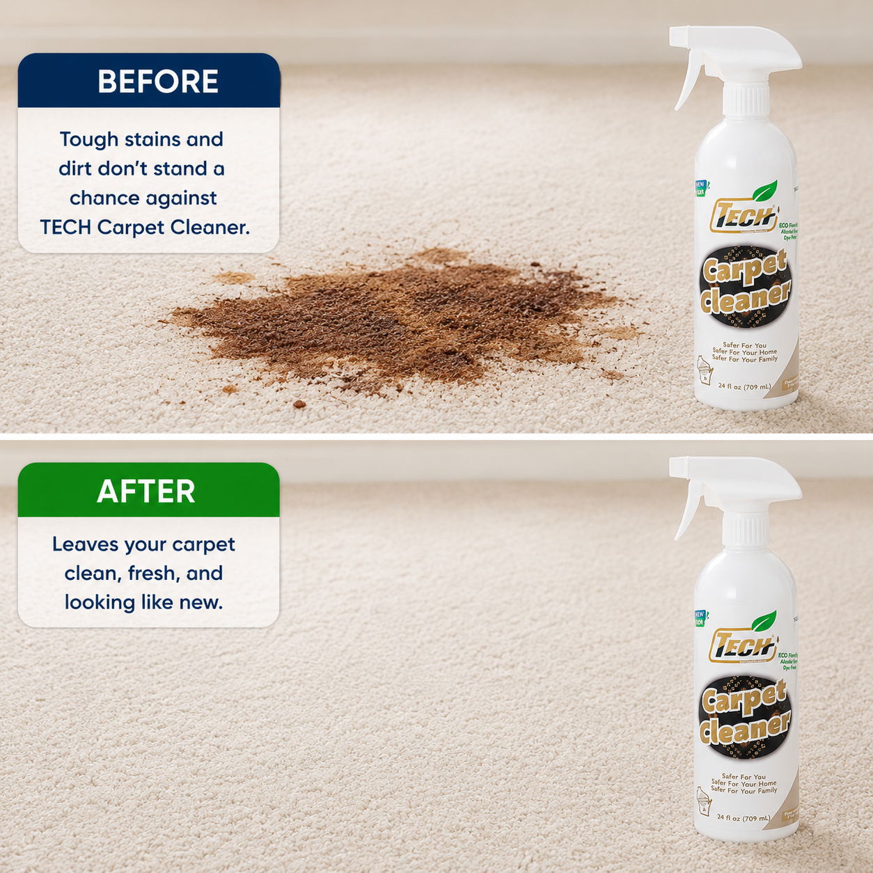TECH Carpet Cleaner Before-After Graphic