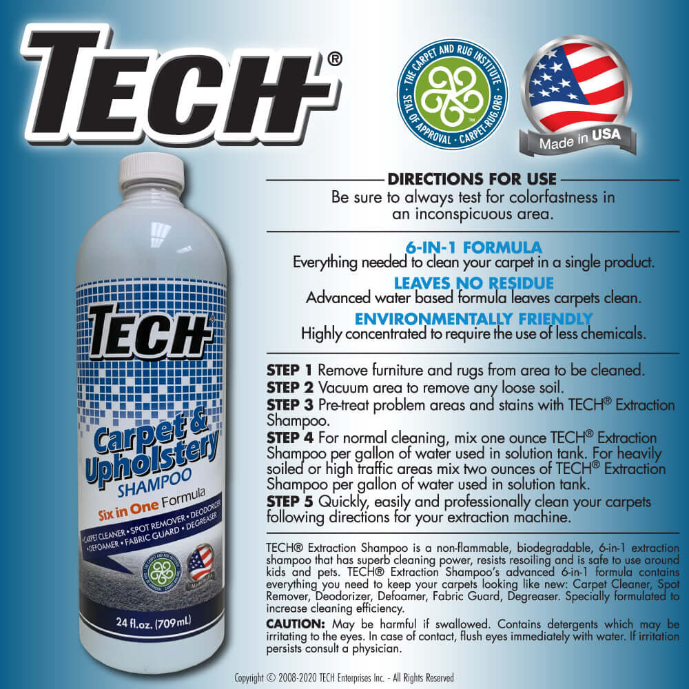 TECH Carpet & Upholstery Shampoo Directions